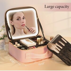 Pink Makeup Case with Mirror